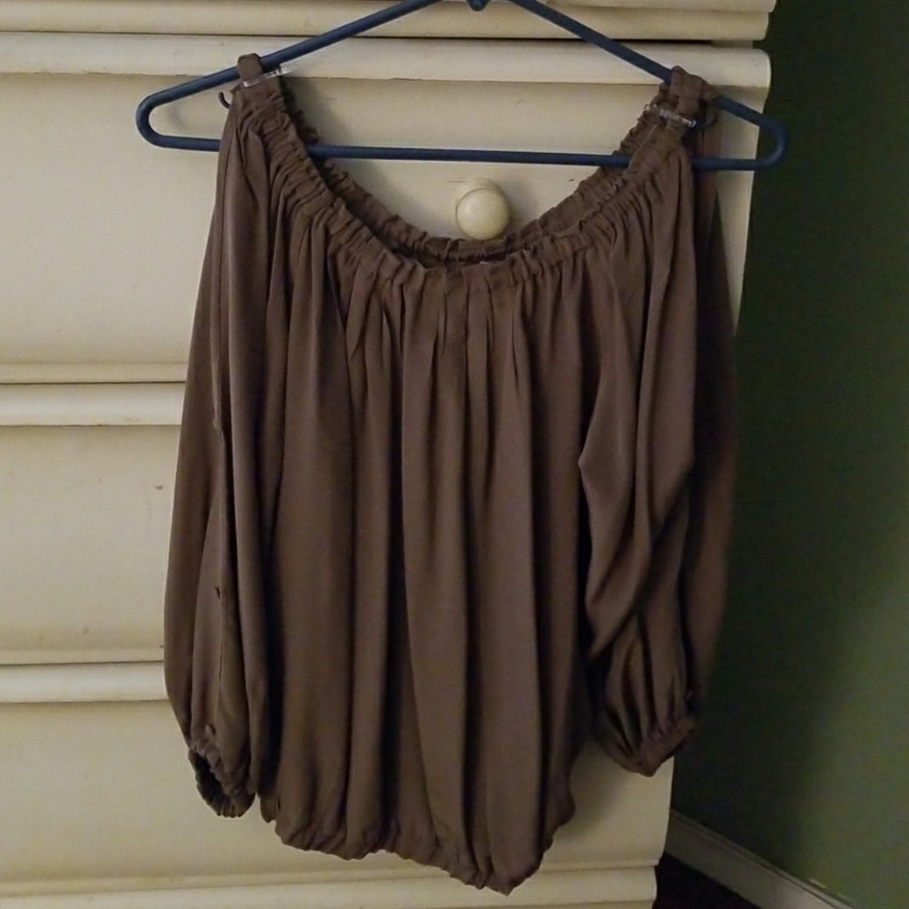 Pookie and Sebastian  Taupe Silk Blouse